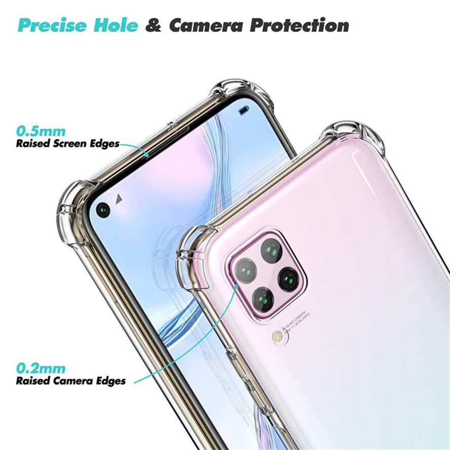 3-en-1 hauwei p 40 lite verre de caméra + étui d'airbag transparent doux pour huawei p40 lite lumière lait verre housse de protection