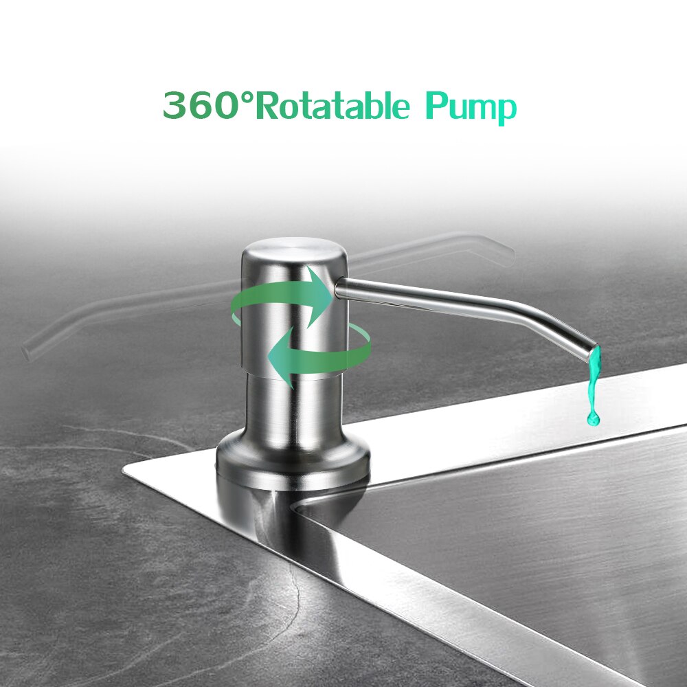 Kitchen Sink Soap Dispenser Detergent Liquid Soap Lotion Dispensers Stainless Steel Head+ ABS Dispenser