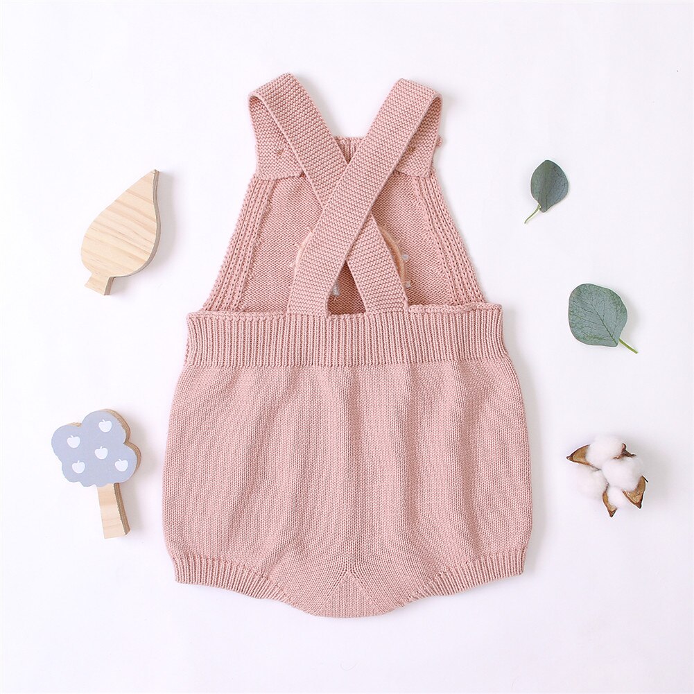 3-24M Pasgeboren Baby Jongen Meisje Mouwloze Backless Rainbow Breien Trui Romper Jumpsuit Een Stukken Warme Herfst Kleding