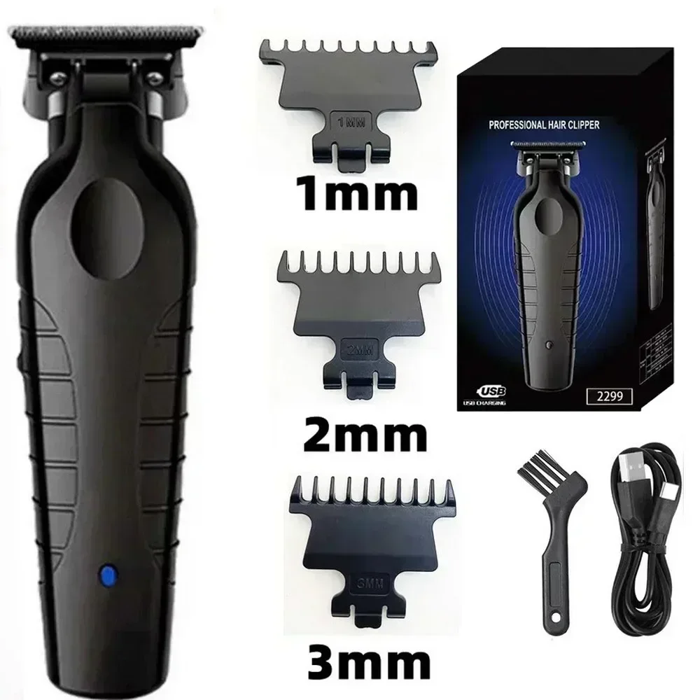 Kemei 2299 Barber Akku-Haarschneider 0 mm Zero Gapped Carving Clipper Detailer Professionelle elektrische Finish-Schneidemaschine: Black