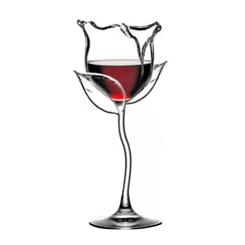 Fancy Red Wine Goblet Wine Cocktail Glasses 100ml Rose Flower Shape Wine Glass