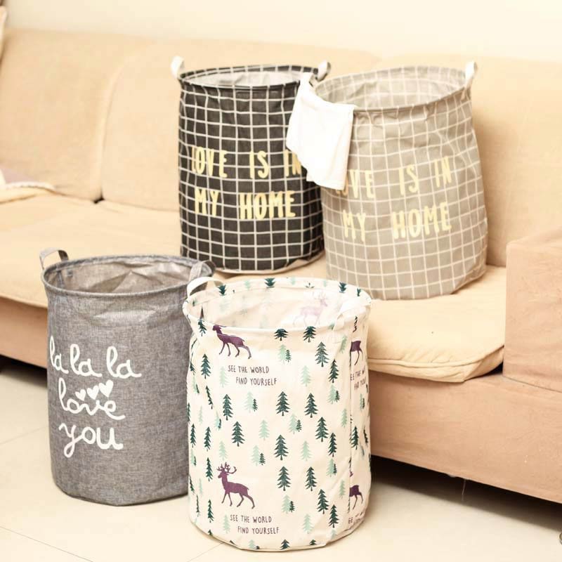 Household Dirty Clothes Hamper Basket Folding Over Sized Toy Storage Bucket Laundry Hampers with Easy Carry Extended Handles
