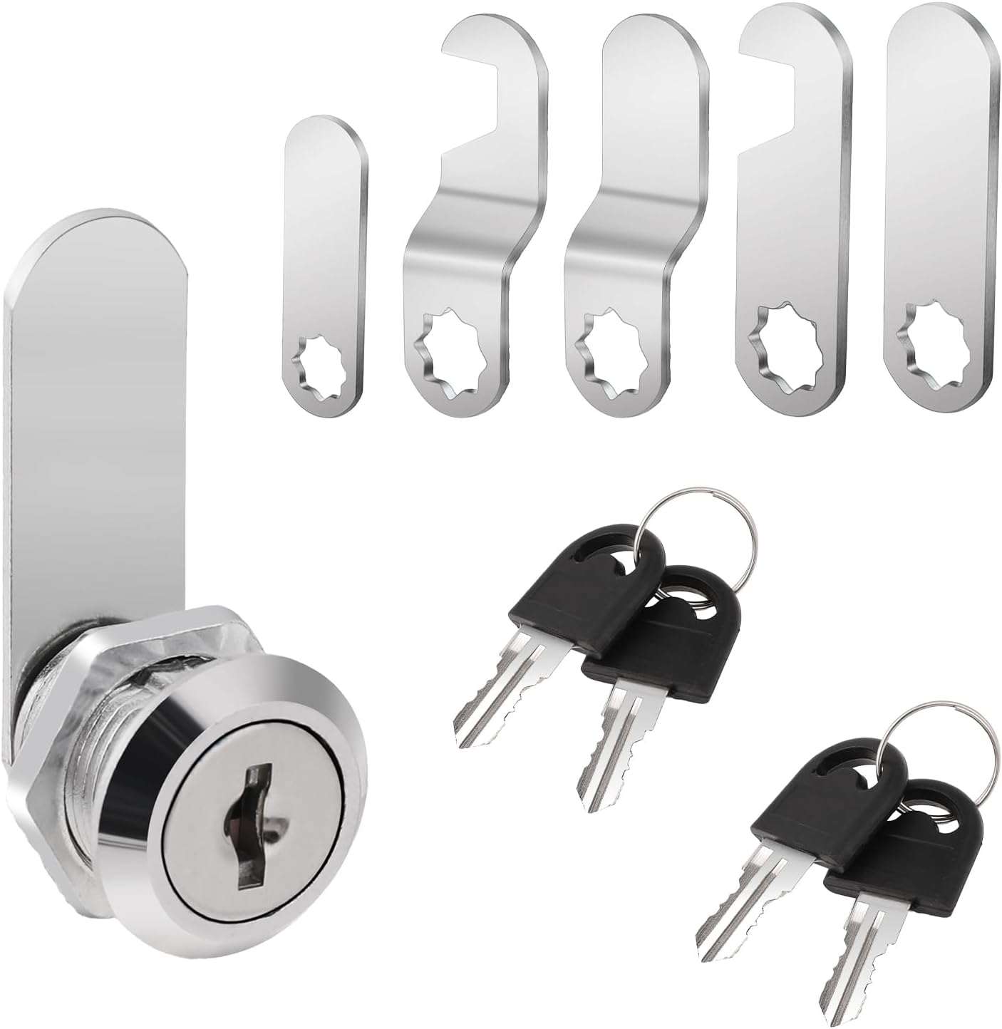 Cabinet Locks Letterbox Lock Cam Lock Set with 2 Keys and 4 Different Lock Plates for Door Cabinet Mailbox Drawer Cupboard: black