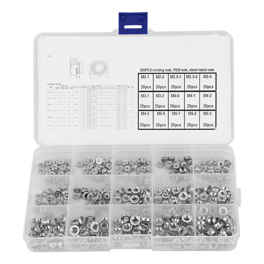 stainless steel insert for hardware repair tools self tapping inserts 300pcs PEM Nuts Pressure Riveting Self Clinching Nuts