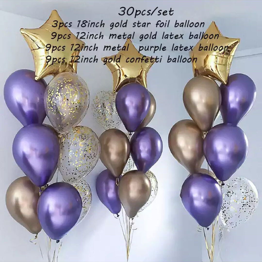 Multicolor Ballonnen Set Ster Hart Ballons Verjaardagsfeestje Decoraties Helium Ballonnen Verjaardag Huwelijksverjaardag Deco Bal: 30 Piece Purple Suit