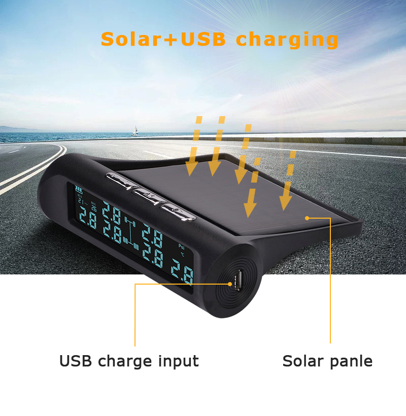 "bandenspanningscontrolesysteem (tpms) voor voertuigen met zes bandenspanningssensoren, draadloze externe sensor voor campers en vrachtwagens"