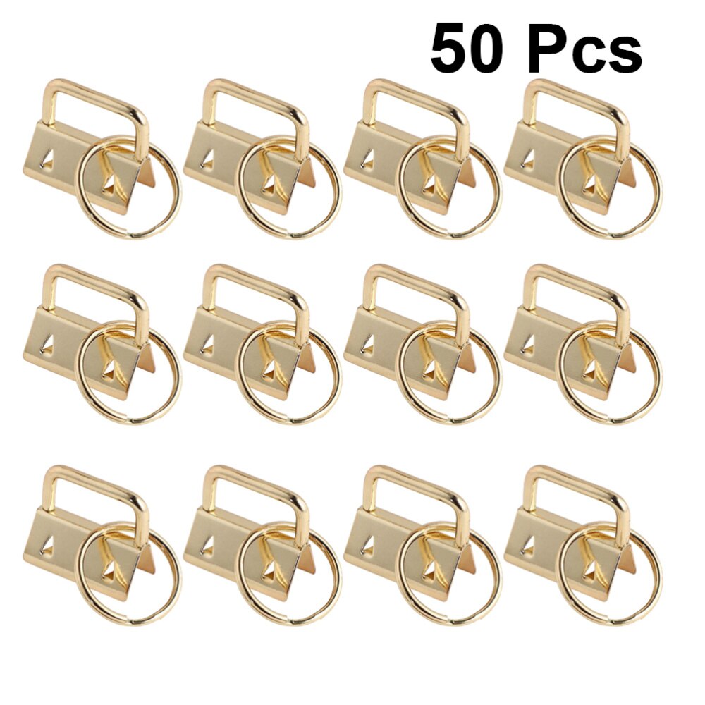 50Pcs DIY Fabric Hardware Key Chain Fob Wristlet Hardware with Key Ring for Lanyard Luggage Strap Accessories（25mm, Silver)