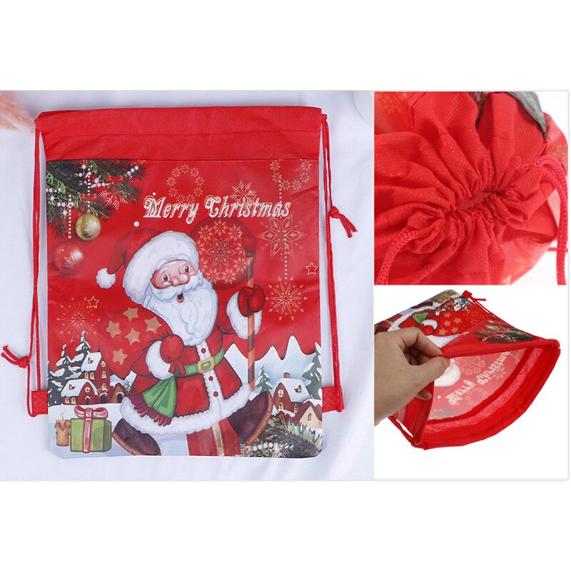 1 pièces père noël sacs à cordon Non-tissé tissu sac à dos anniversaire événement et fête fournitures voyage stockage paquet sacs