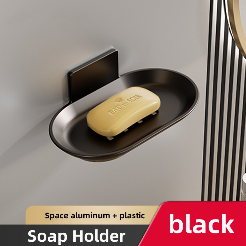 Seifenhalter aus Aluminiumlegierung, Badezimmer-Seifenschale mit Abflusswasser, Wandmontage, Seifenkiste mit Wasserpfanne für Badezimmer-Accessoires: Weiß