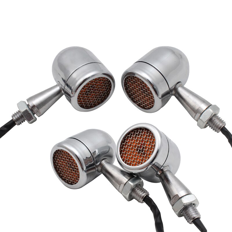 Indicador de señal de giro LED para motocicleta, luz trasera de freno, intermitente Universal de 10mm para Harley Sportster XL1200 883 Softail: 4pcs Chrome
