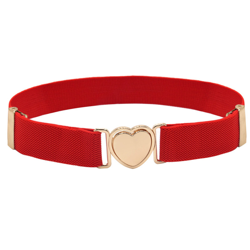 Style Heart Shape Buckle Stretch Belts Children Girls Multicolor Adjustable Elastic Waist Belts with for Dress Pants: 01