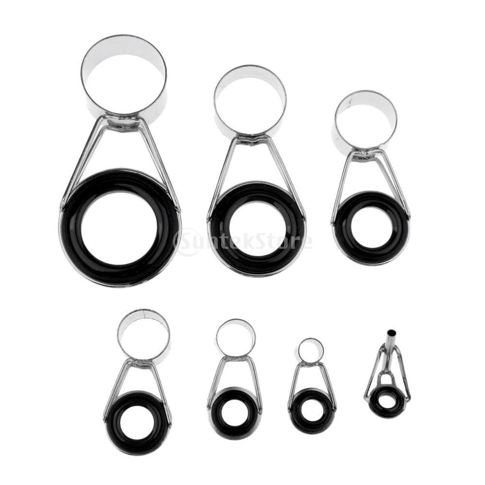 7 Stuks Hengel Gidsen Roestvrij Stalen Frame Keramische Ring Spinhengel Gidsen Onderdelen Reparatie En Tips Tops