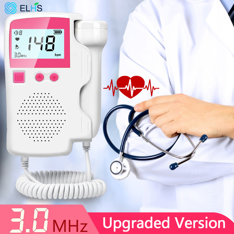 Monitor fetal para mulheres grávidas, doppler doméstico pré-natal sonar detector de batimentos cardíacos de bolso medidor de pulso eletrônico