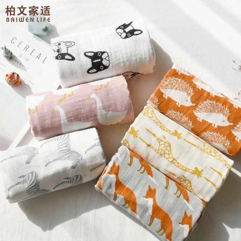 Baby wrap bomull filt 120*120 ,  muslin baby nyfödda filt, baby swaddle filt