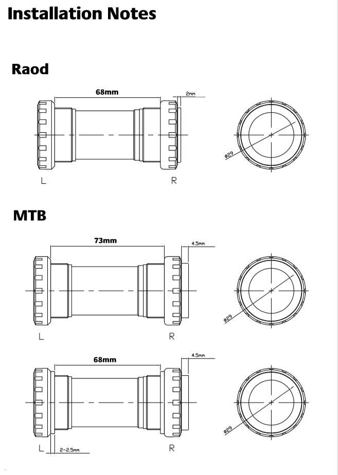 ZRACE-soporte inferior para bielas DUB, 68/73cm para SRAM bielas DUB BSA 68/73mm MTB / Road para herramienta tradicional