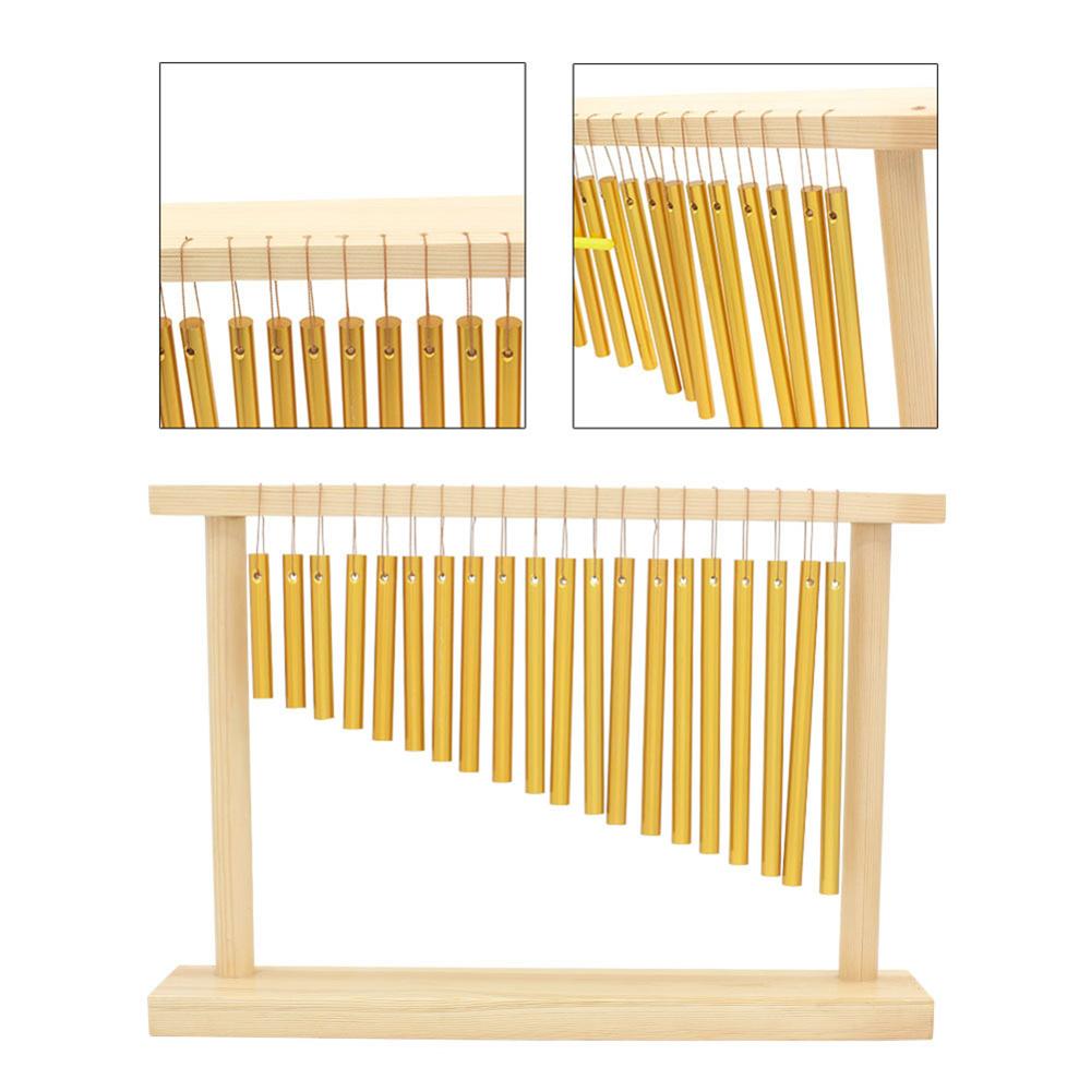 Carillón de viento de 20 tonos para mesa de adultos y niños, instrumento de percusión Musical de una sola fila, con palo de soporte de madera, 20 bares
