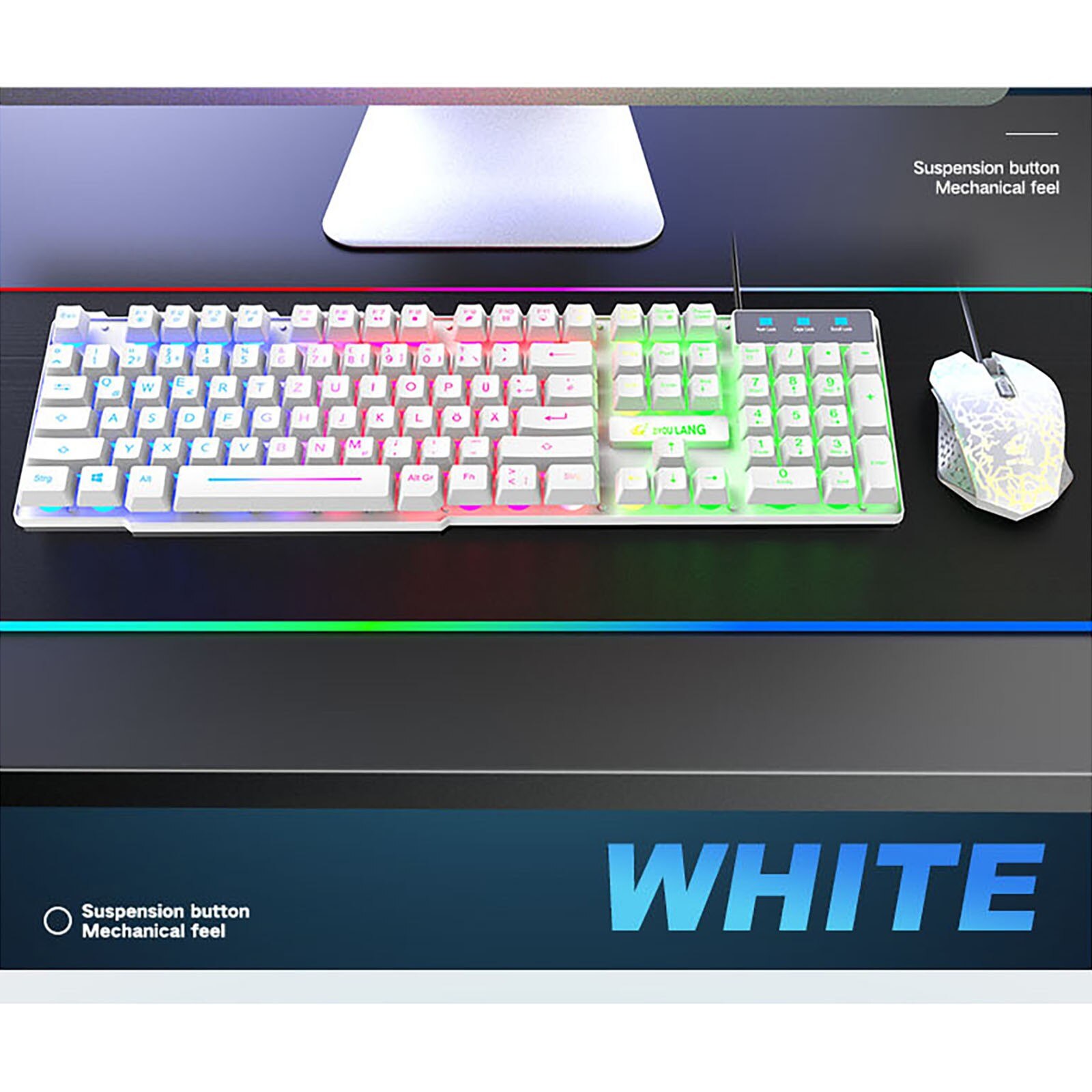 German Gaming Keyboard Computer Mouse Gamer Set Mixed Light USB PC Keypad Ergonomic Gaming Mouse For Laptop PC Games клавиатура