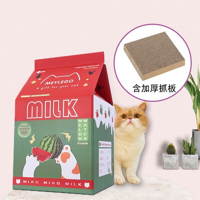 Melk Doos Kat Huis Kat Doos Nest Kat Krasraad Grinder Klauw Slijtvaste Supplies Pet Kat Slaap Spelen bed: watermelon