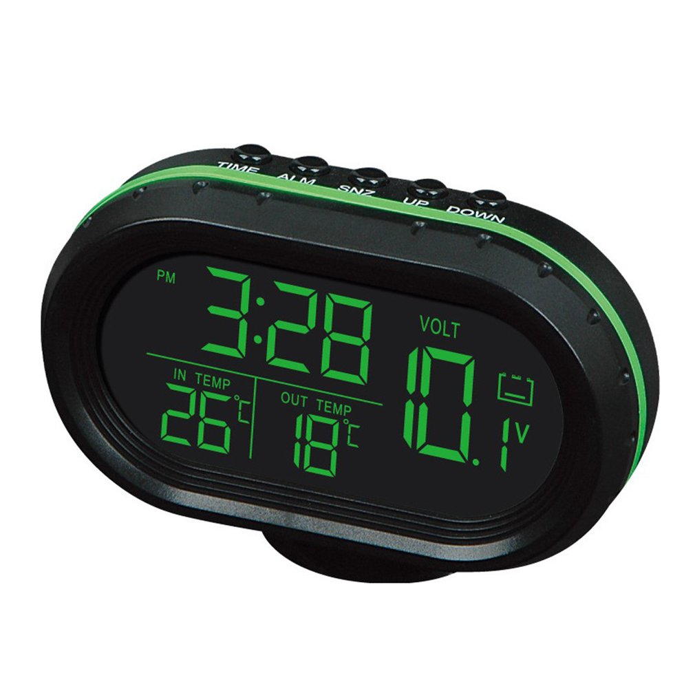 Multi-function Vehicle Car Temperature Clock Voltmeter Car Thermometer Electronic Clock Car Night Light Clock Supplies 2 Colors: 2