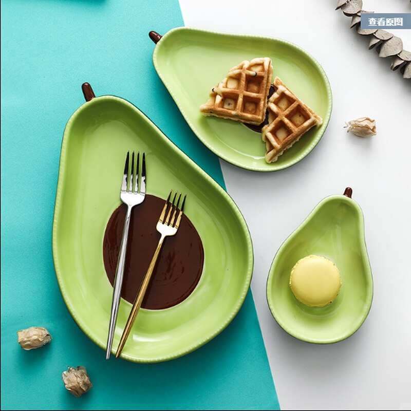 1 stk kæmpe sød avocado form keramisk frugtsalat tallerken snack skål ris suppe skål bordservice forsyninger 6.5 tommer wf