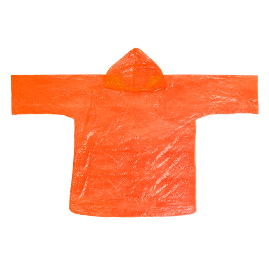 Emergency Raincoat Hooded Rain Cover Rain Ponchos with Hood with Storage Bag: Orange