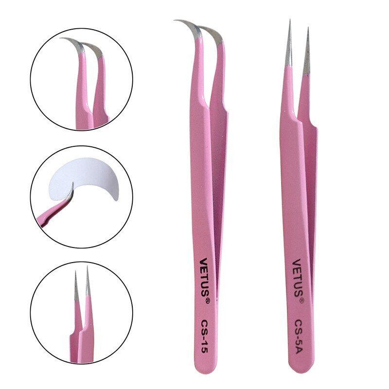 1 Pc Make-Up Professionele Wimper Pincet 3D Volume Wimper Extension Rvs Roze Pincet Lash Wenkbrauw Pincet