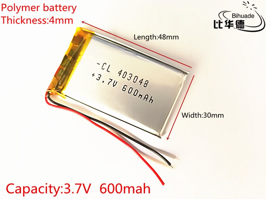 3.7v lithium-polymer-akkus (li-po, li-ion) 403048 600 mah für  mp3 mp4 mp5 gps-, psp- und bluetooth-fähige mobilgeräte