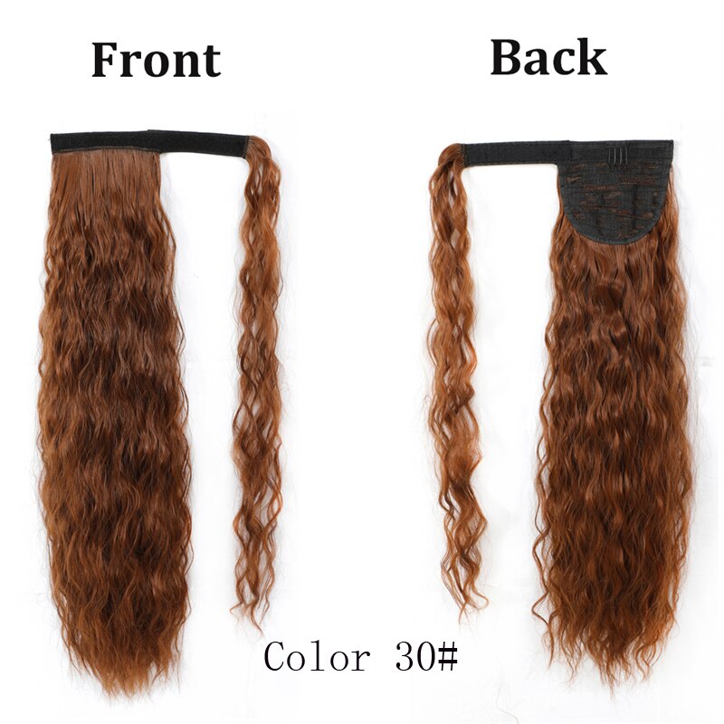 Lanyi extensión de cola de caballo sintética para mujeres envuelve alrededor de Magic Past Yaki Cola de Caballo de maíz onda Clip en la Ondulado Natural del pelo: Yellow Brow 30