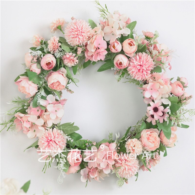 40 Cm Kunstmatige Krans Opknoping Deur Bruiloft Decoratieve Krans Fotografie Prop Window Home Decoratie Bloemen Kerstkrans: Light Pink