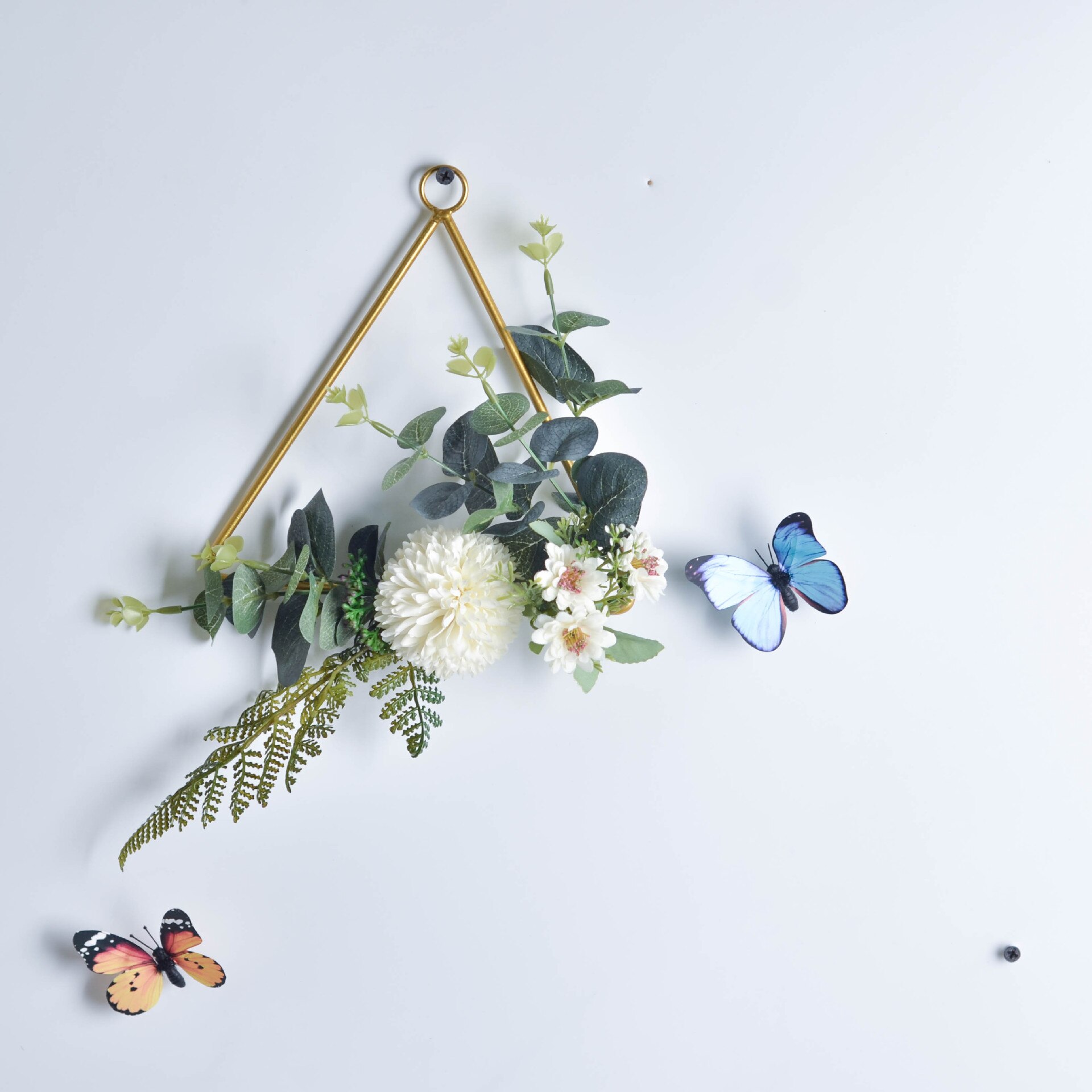 Cilected Floral Hoop Wreath Geometric Wire Round Triangle Square Hoop Frame Of Artificial Flower For Wedding Backdrop Wall Decor: A081R13