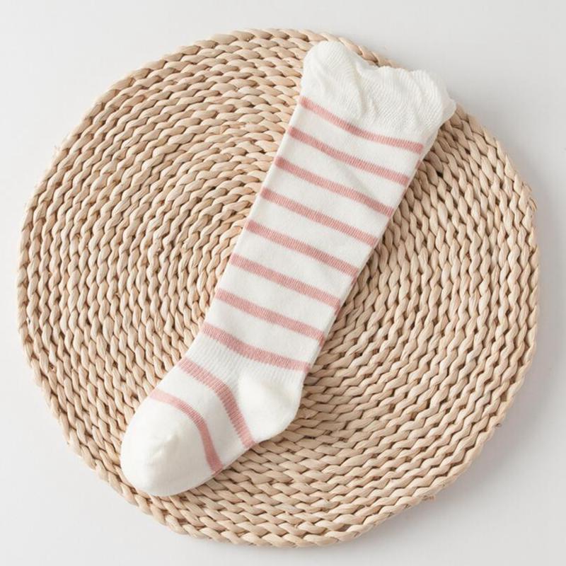 0-24 monate Neugeborenen Baby Knie Hohe Socken Kleinkind Kinder Nette Streifen Socken Baumwolle Warme Baby Junge Mädchen Lange rohr Socke: pink white stripe / 12m