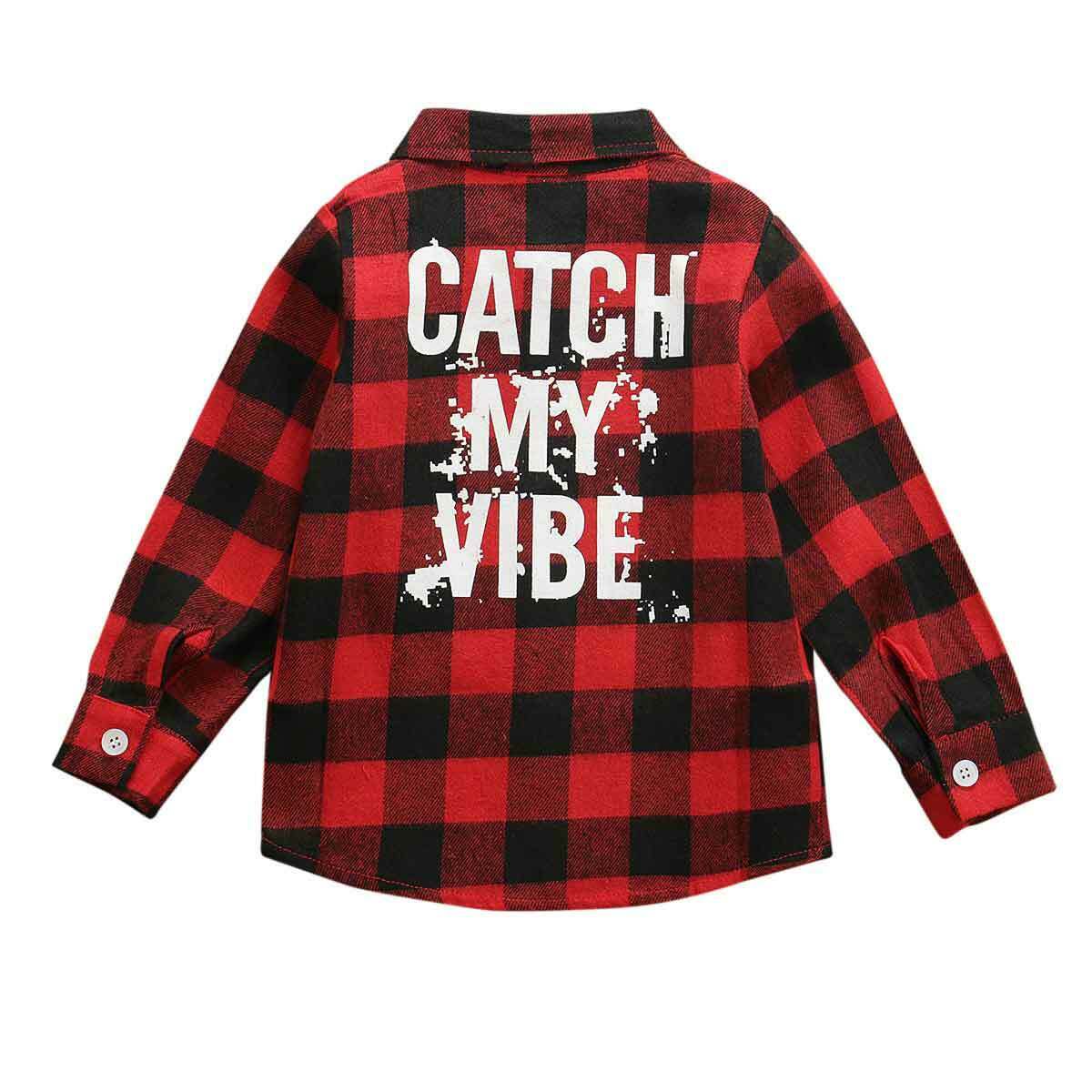 Toddler Long Sleeve Shirt Kids Baby Boy Girl Plaid Tops Autumn Winter Coat: B / 2T
