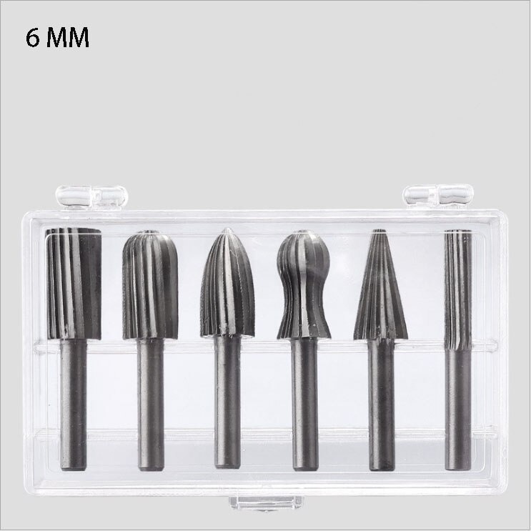 6 Pcs Rotary Rasp High Speed Steel Woodworking Tool Rasp Rotary Files Set 3mm/6mm Shank Diameter For Grinding Carving Head Tool: 6 PCS 6MM