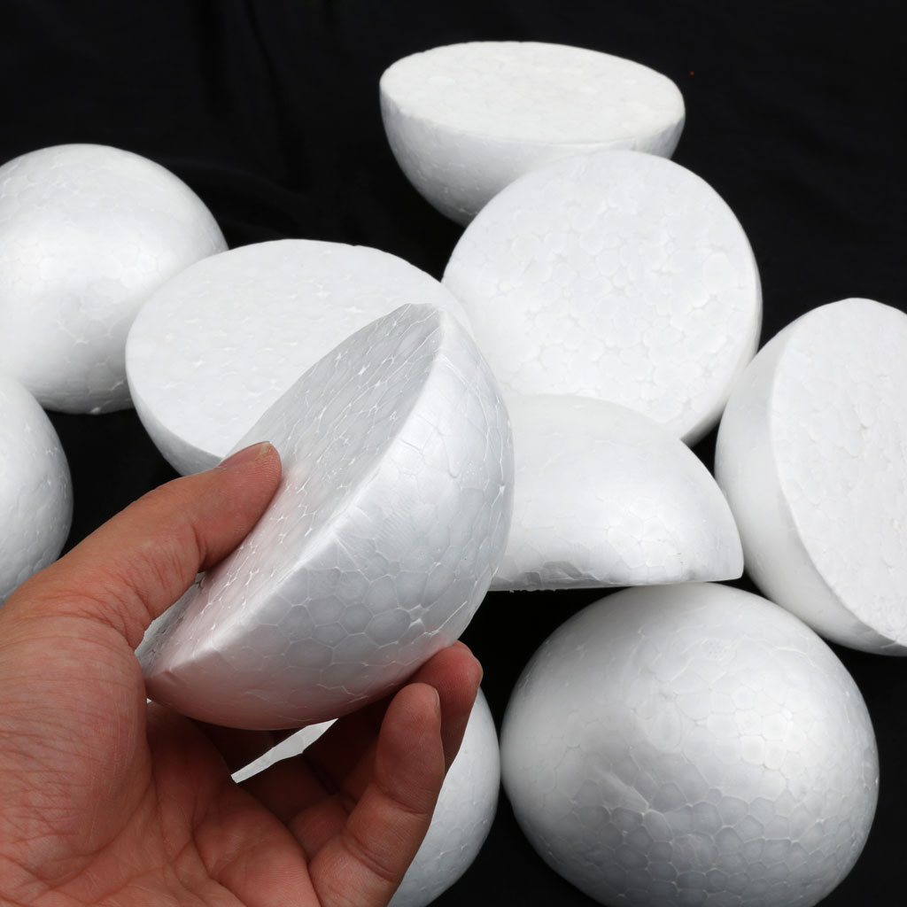 10Pcs White Modelling Craft Polystyrene Foam Half Round Balls Spheres 100mm