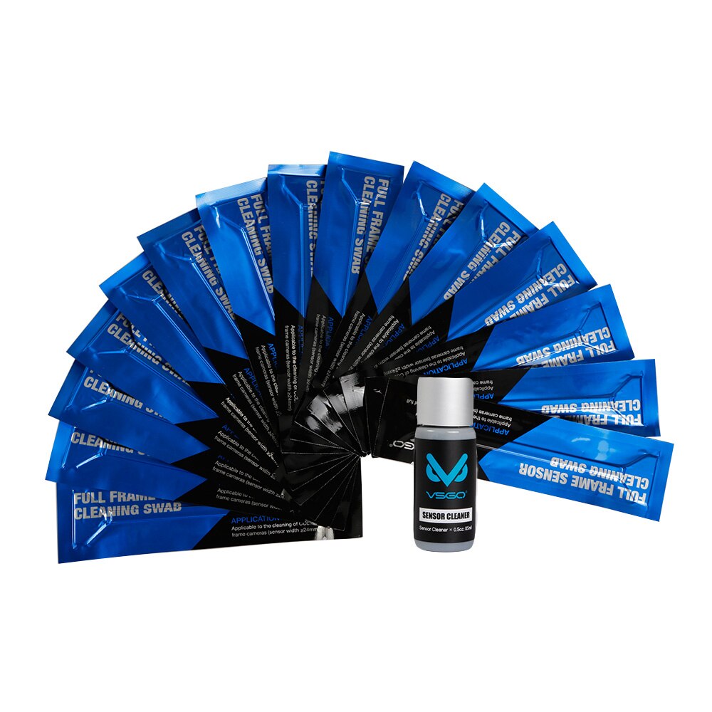VSGO Sensor Cleaning Kit Dry & Wet CCD CMOS Cleaning Suit 15 PCS Swabs + Sensor Cleaning Solution for Digital DSLR