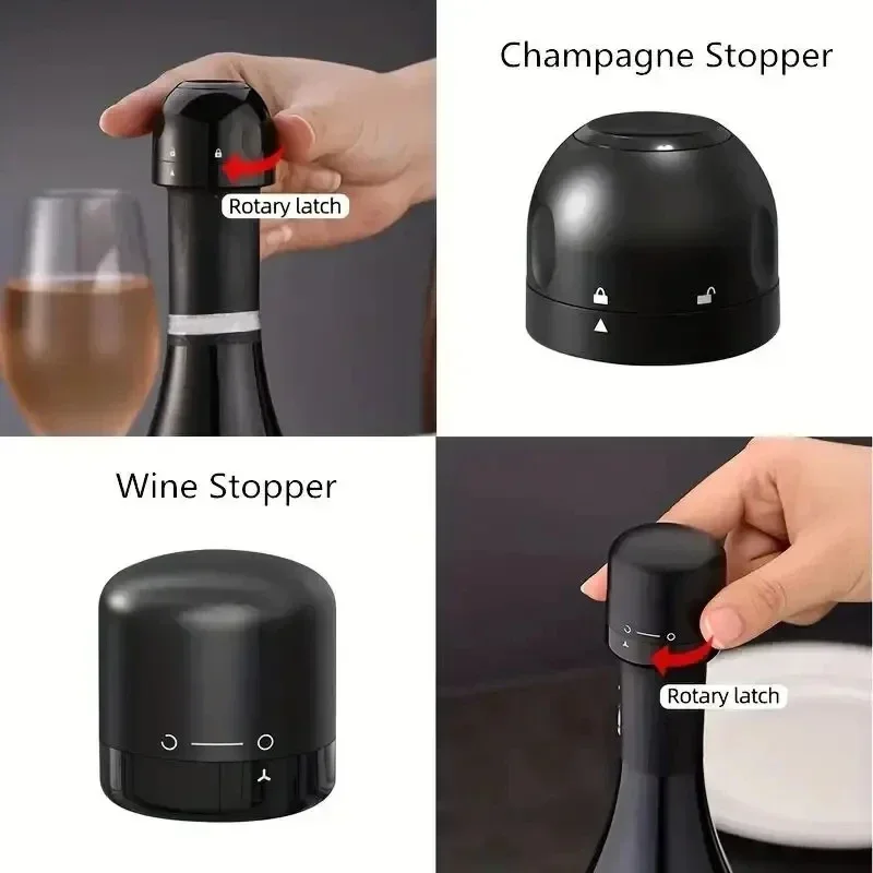 1 pz Nero Cucina Domestica Sigillatura Bottiglie di Vino Rosso Tappi Mini Conservazione Spin A Prova di Perdite Vino Champagne Tappi Tappo