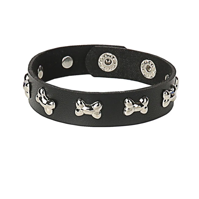 Bracelet gothique Punk crâne, chaînes en métal, pointes à rivets, en cuir Pu, manchette large, bijoux pour femmes et hommes, 2023: Vert Dragonly