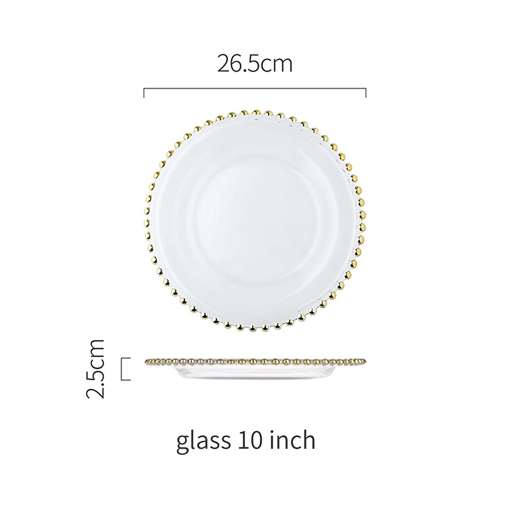 Retro Ceramic Dinner Plate Glass Saucer Fruit Cake Dessert Dish Tableware Set Plates Dinner Food Tray Home Decoration: glass 10 inch