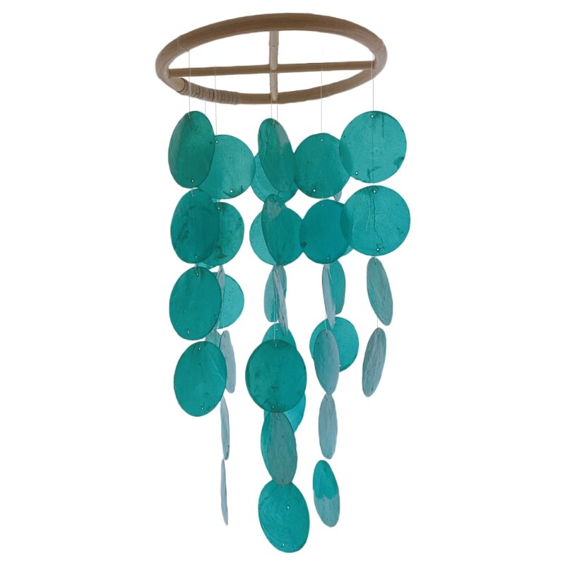 Carillón de viento de concha de estilo nórdico para decoración de la habitación del hogar, campanilla colgante de pared, juguetes para niños, sonajero móvil en la cuna, creativos: Peacock Blue