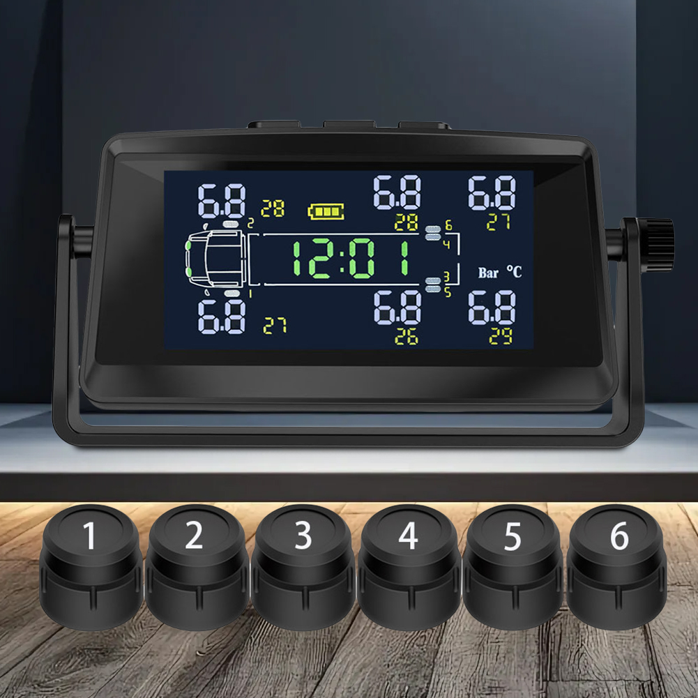 Reifendruckkontrollsystem mit 6 sensoren, usb/Solar--tpms für wohnmobile, anhänger und lkw