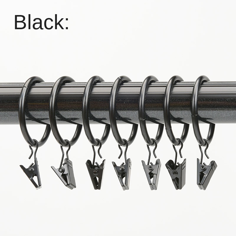 10 Pcs Metall Vorhang Clip Vorhang Ring Schnalle Vorhang Clip Haken Ringe Schellen Gardinen Clips Bad Vorhang Rod Clips Zubehör: Black / 3.5x25mm