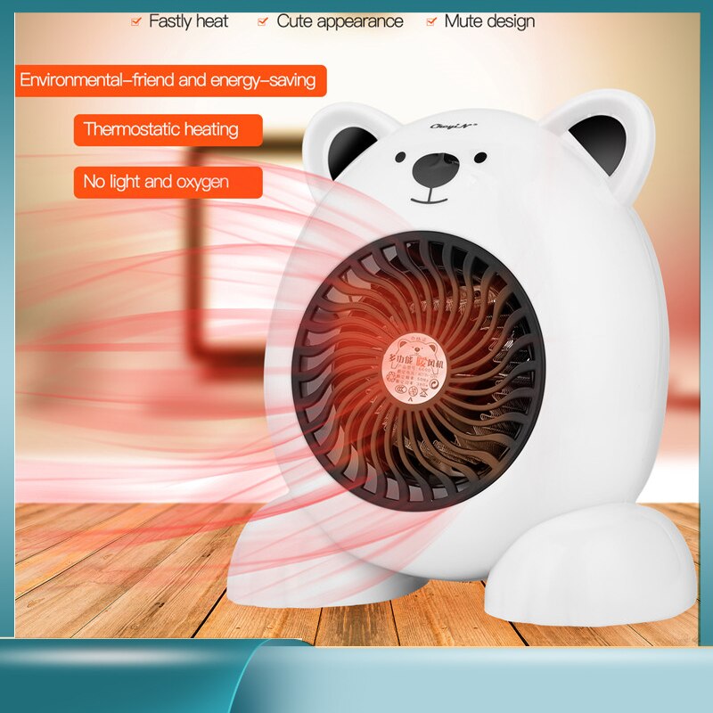 Electric Space Heater Mini Portable Home Office Desktop Warm Air Heater Warmer Fan Silent Remote Fast Heat Thermostat