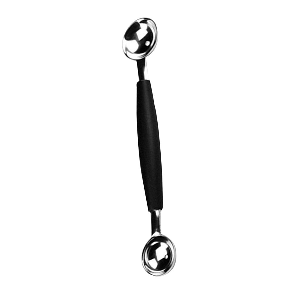 Cuchara de helado Simple de doble cabeza de acero inoxidable, cuchara de fruta de dragón, utensilios de cocina, 18CM