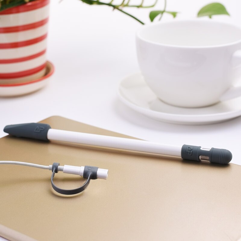 Cap Holder+Tip Cover+Lightning Cable Adapter Tether 3-Piece Kit For Apple Pencil 090F