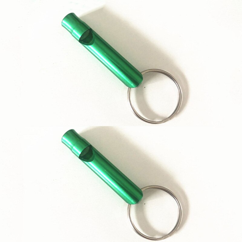 2Pcs Fluitje Training Fluitje Multifunctionele Aluminium Emergency Survival Whistle Sleutelhanger, Geschikt Voor Kamperen, Wandelen,: green