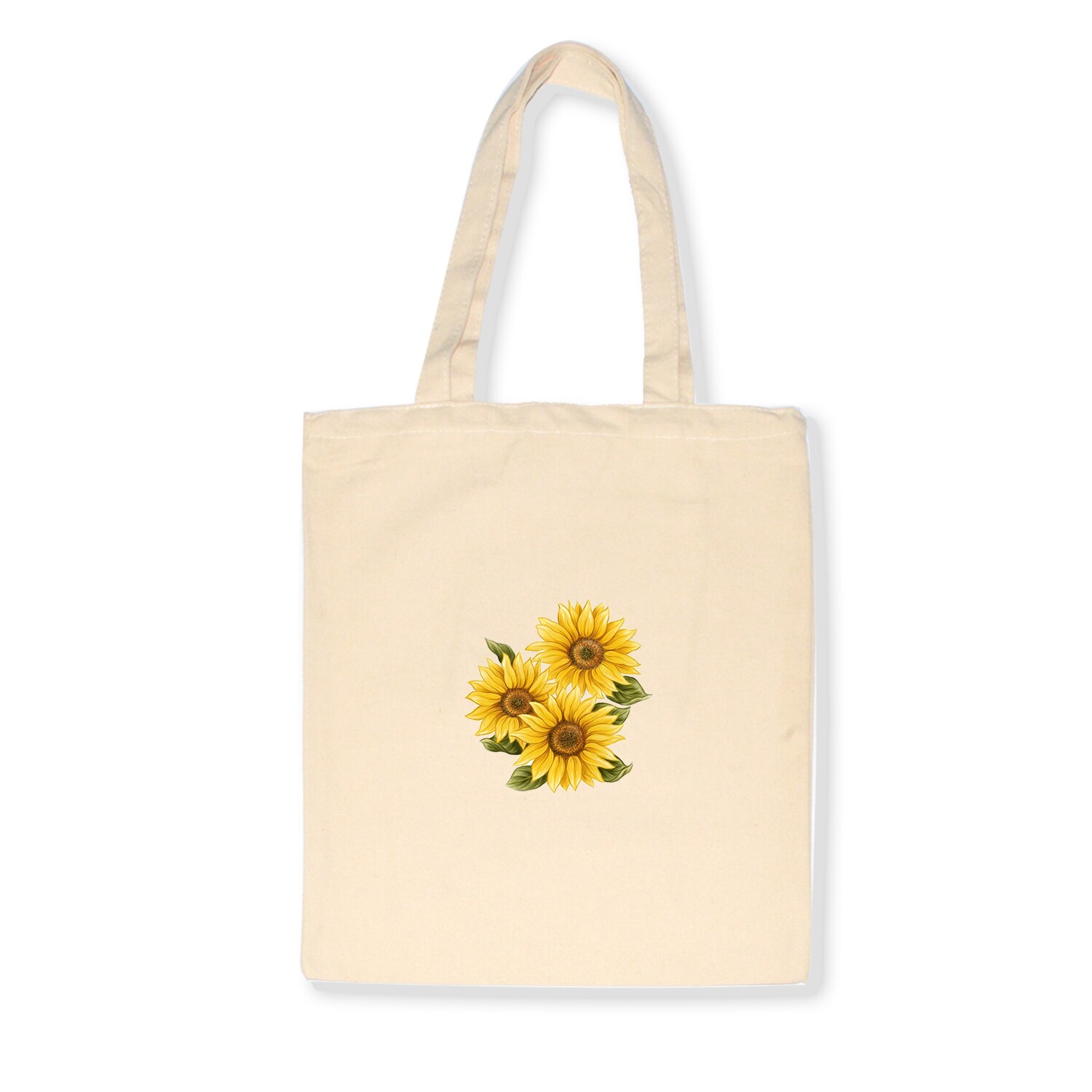 Women Canvas Shopping Bags Eco Reusable Sweet Ladies Vintage Literary Bags Women Beach Bags Sun Flower Printed Colorful: W115BEIGE