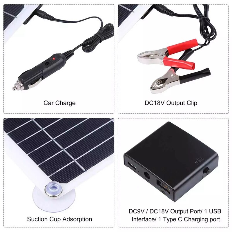 300W Zonnepaneel 12V 5V Dual Usb Controller Waterdicht Monocrystalin Zonnecellen Battery Charger