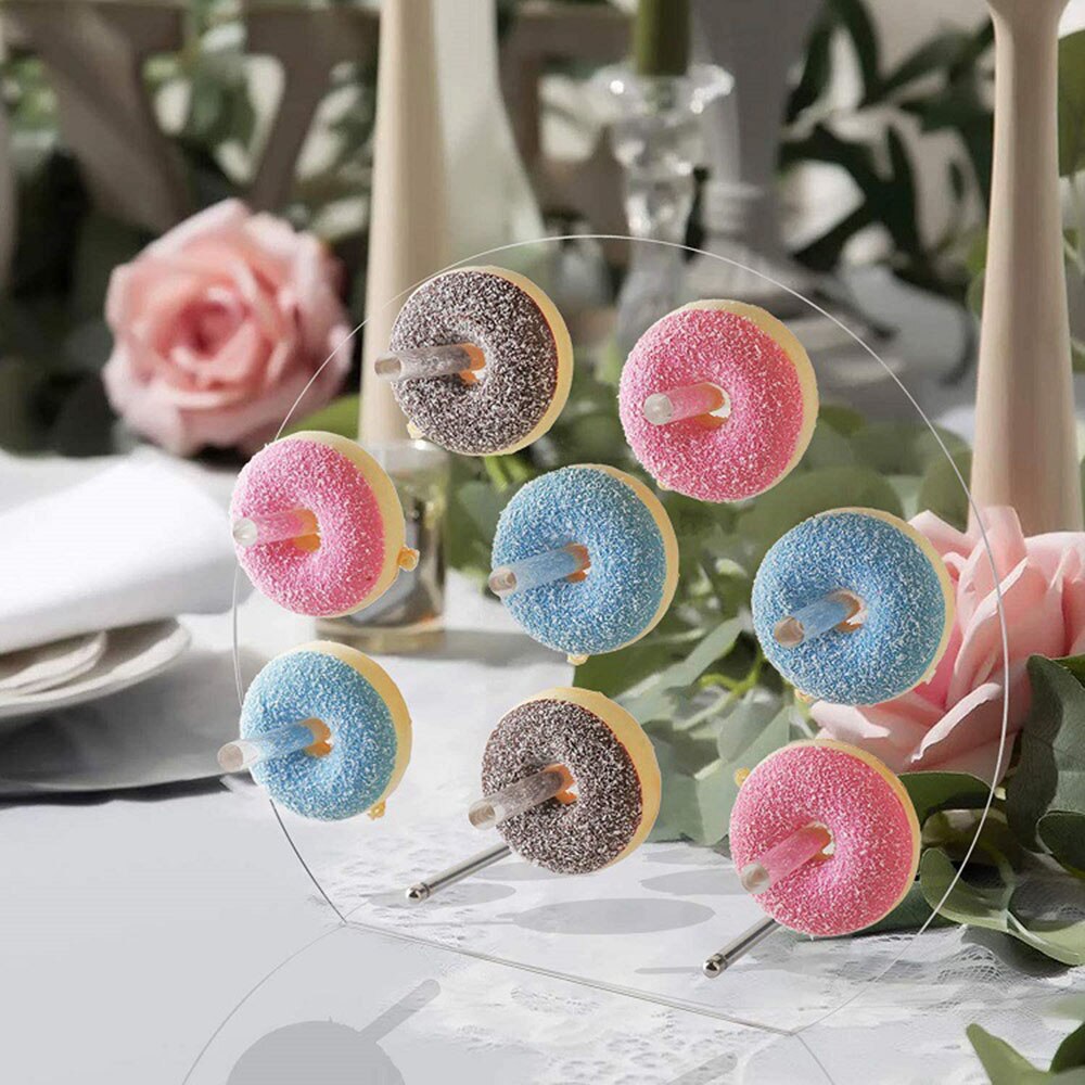 Acrylic Donut Display Stand Wedding Birthday Party Cake Transparent Rack storage stand Semi-circular Dessert Donut Display Stand: Default Title