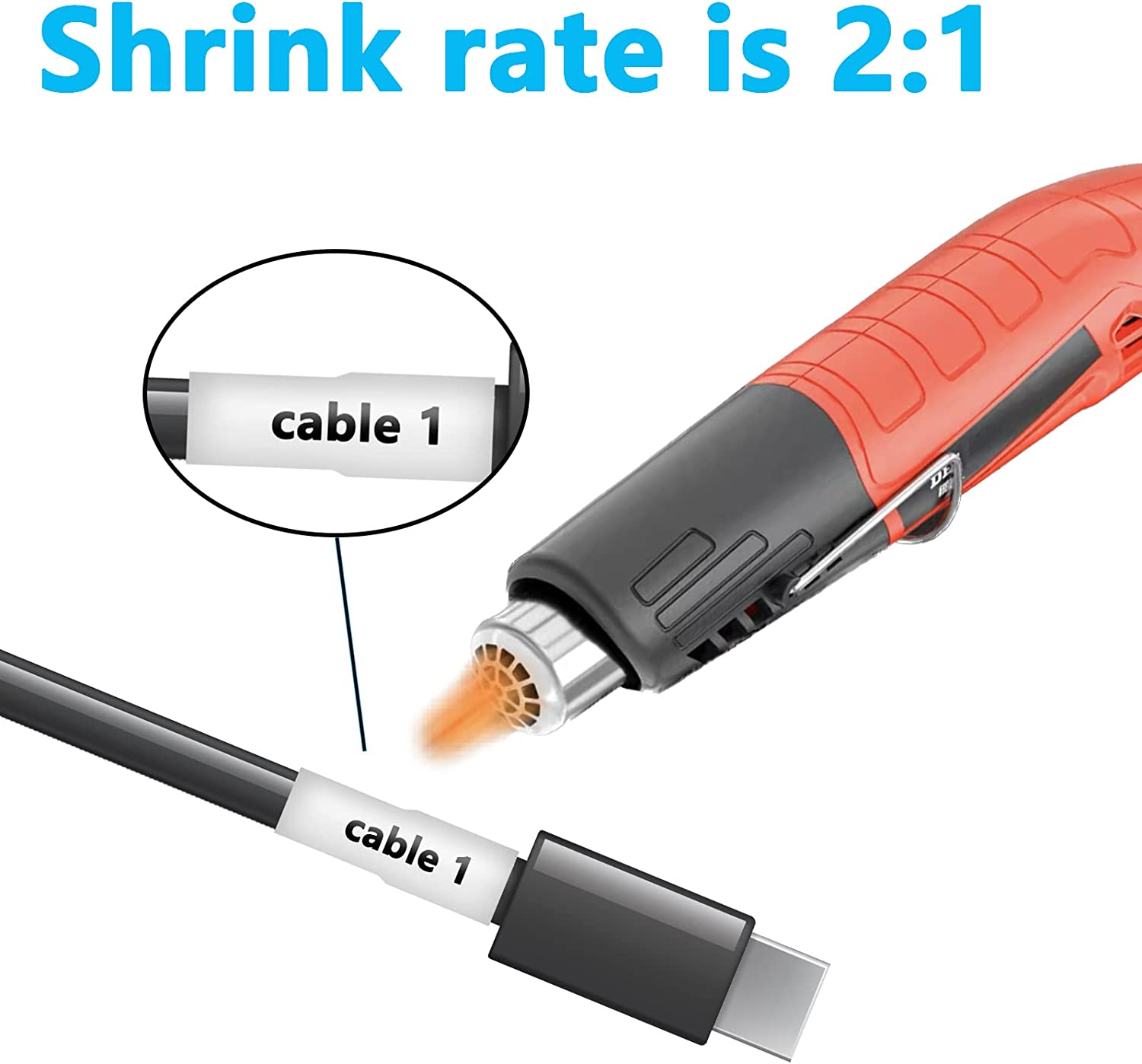 1 Stück 6 mm-24 mm Schrumpfschlauch HSe Etikettenband HSe211 HSe-221 HSe-231 631 241 251 Weiß/Gelb kompatibel für Brother P-touch E100