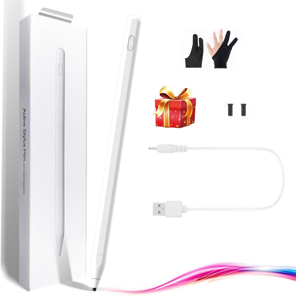 Universal caneta stylus ativo para desenho capacitivo tela de toque stylus para samsung xiaomi ipad ios android tablet telefones lápis: White